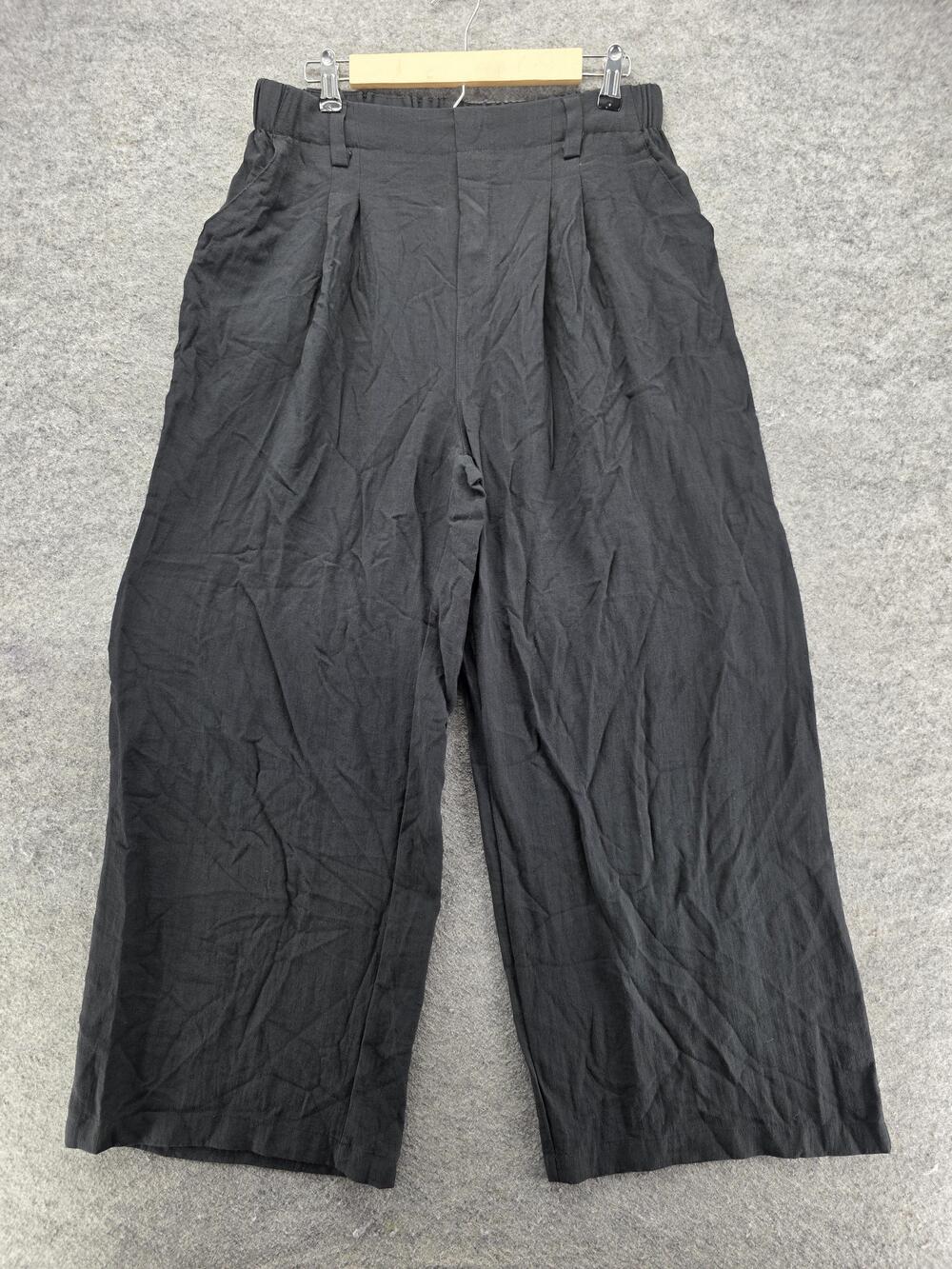 Halara Pants Womens L Black Dress Pants Pleated Elastic Waist Pull On 30 In